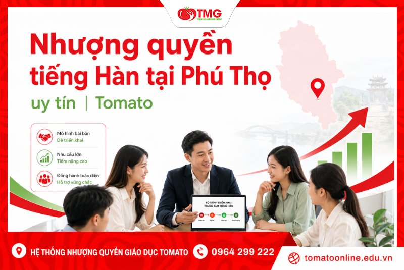Nhượng quyền tiếng Hàn tại Phú Thọ – Mô hình giáo dục cùng Tomato